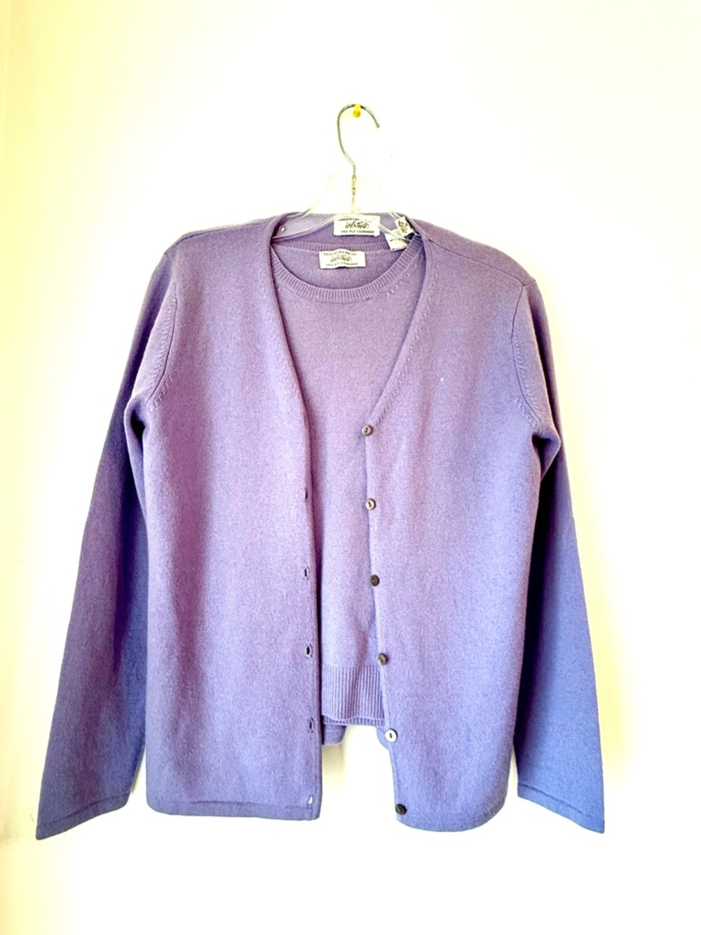 VTG Lord & Taylor Two Ply Lavender Cashmere Cardigan & Top Old Money Women S/M